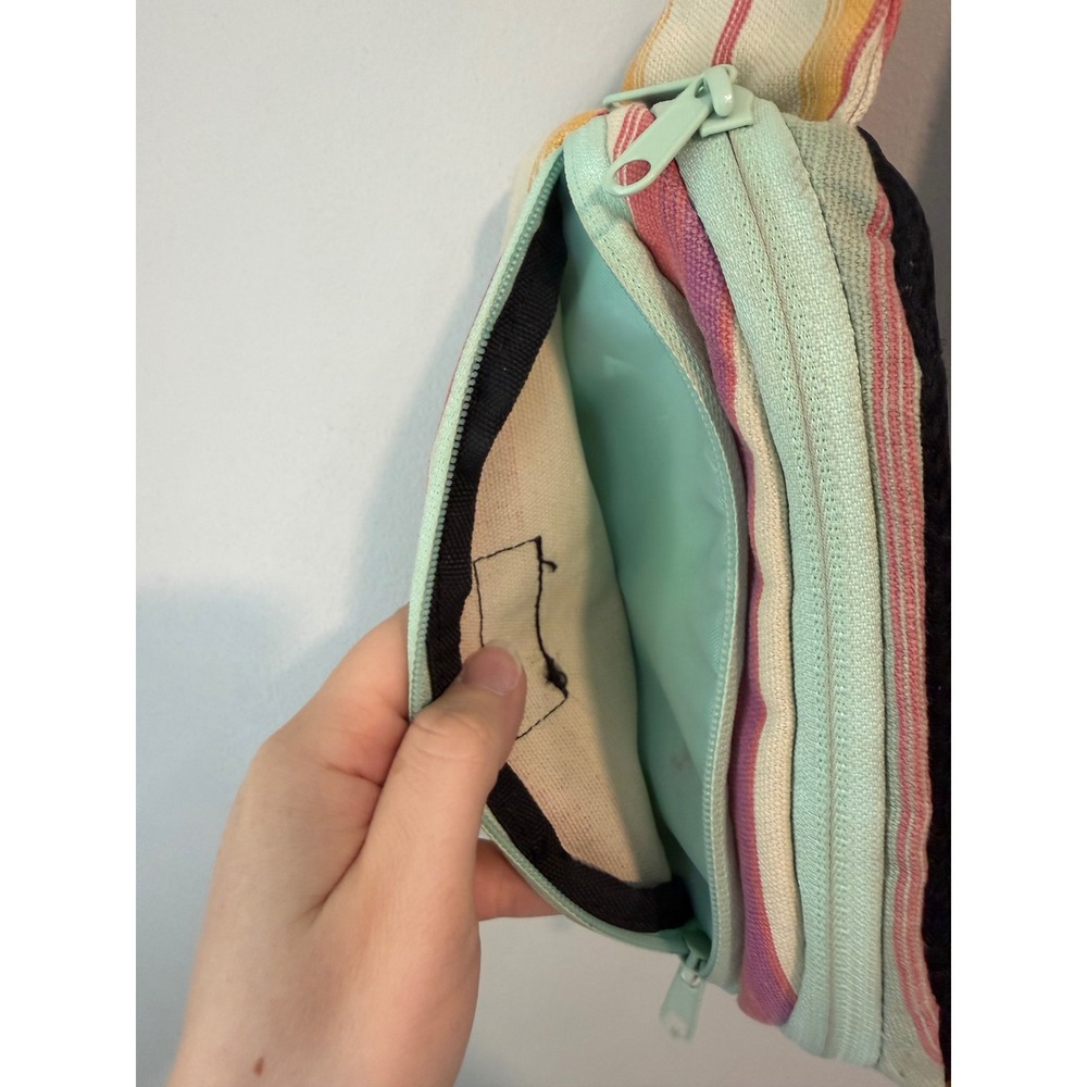 KAVU Spectator Belt Bag Multicolor Striped Canvas Waist Pack Fanny Pack